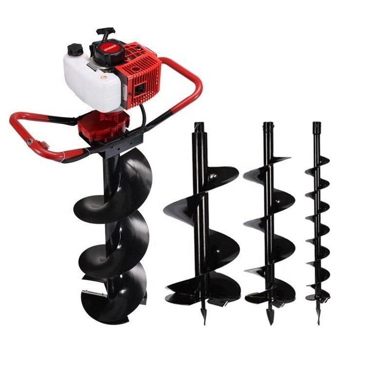 Cordless garden power tool kit with hedge trimmer, blower, grass trimmer, batteries and charger on a white background.