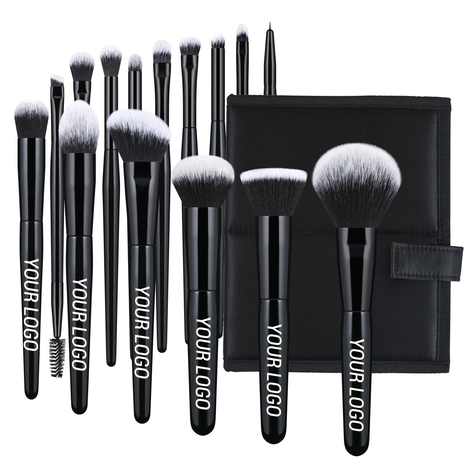Beauty tools, brushes and makeup accessories on a white background.