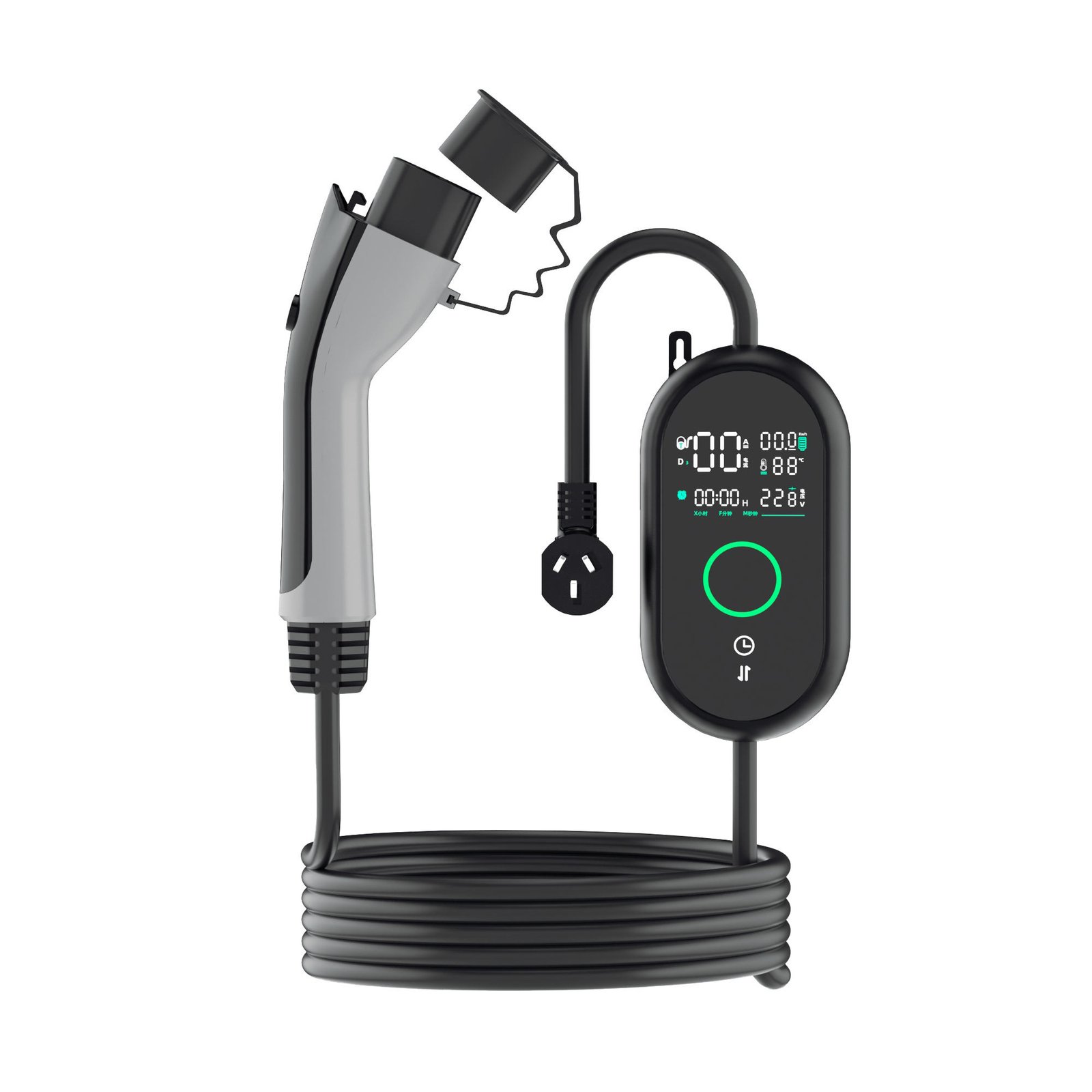 Automotive electronic accessories and chargers on a white background.