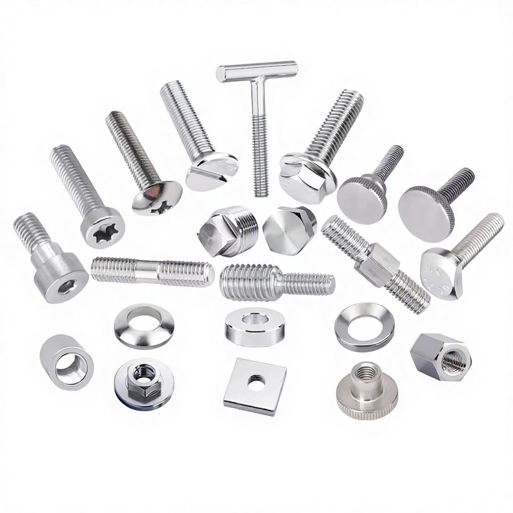 Fasteners and fixing hardware on a white background.