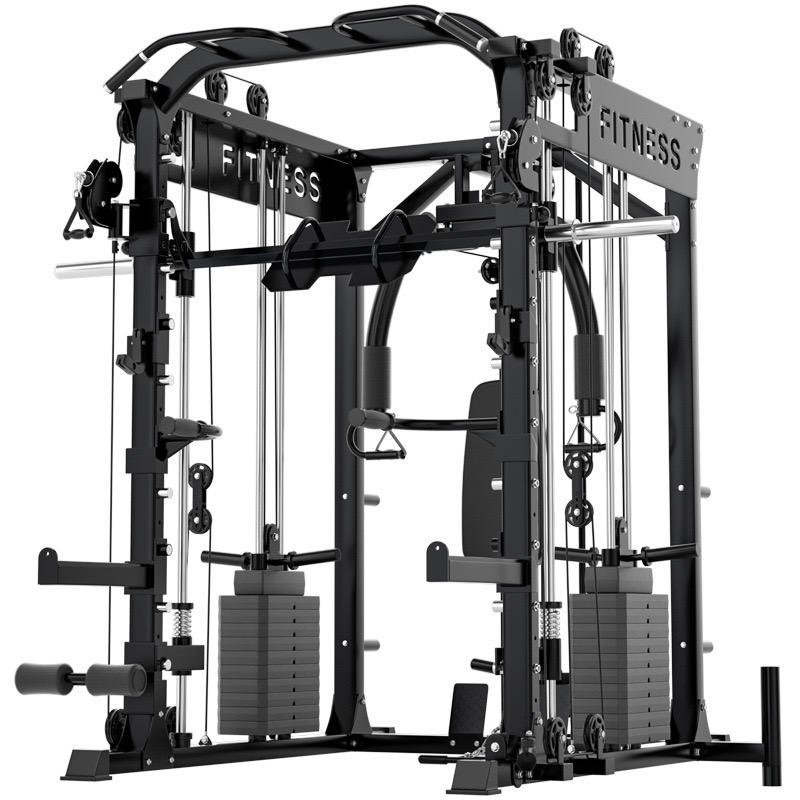 Fitness and strength equipment on a white background.