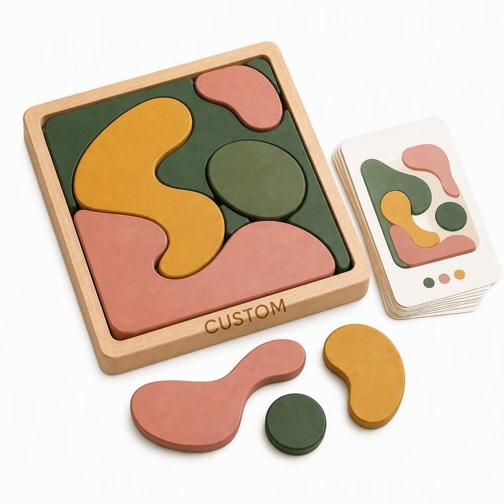 Family board game and puzzle set shown on a white background.