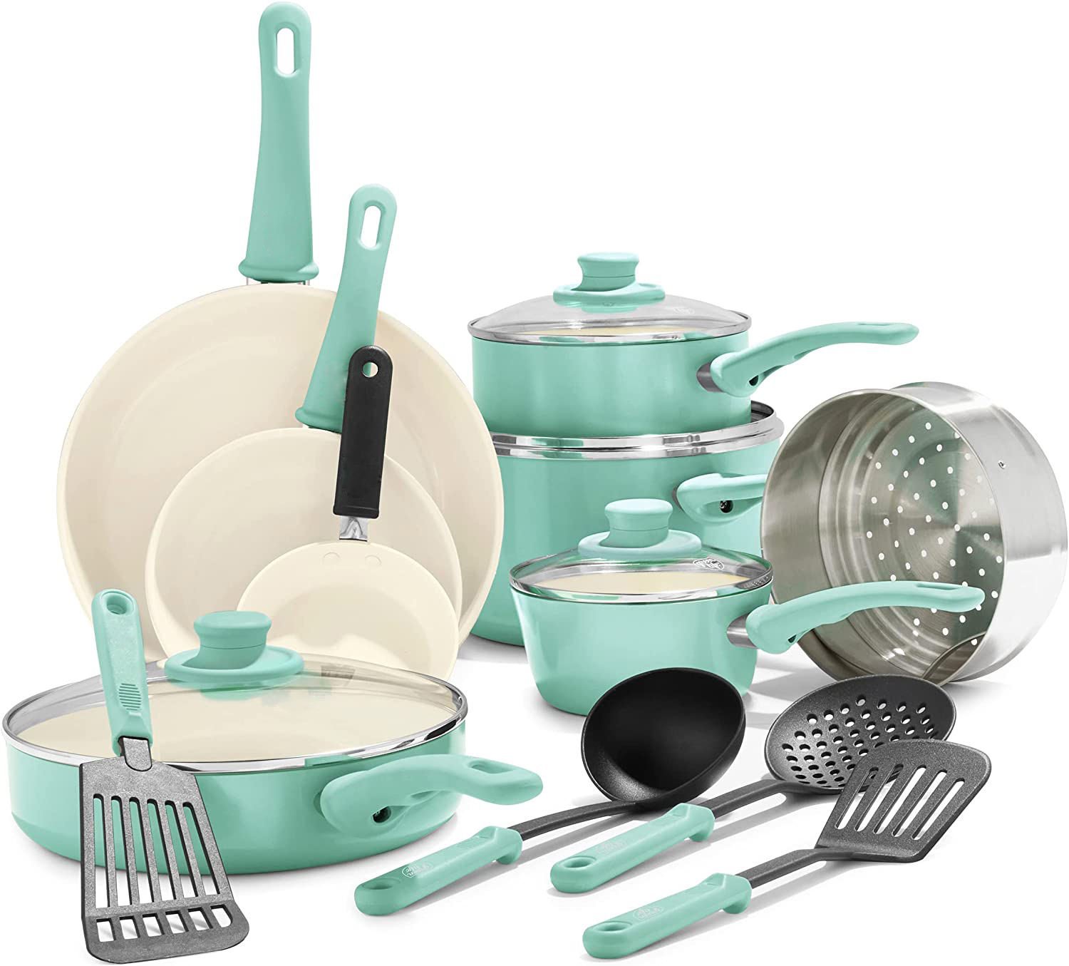 Kitchen and dining products on a white background.
