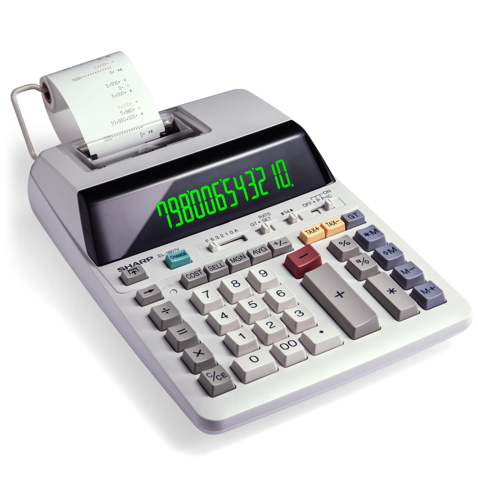 Small office electronics and equipment on a white background.