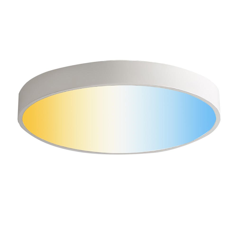 Smart lighting products on a white background.